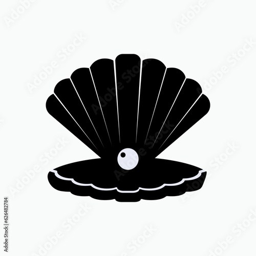 Shell Pearl Icon. Pearl Oyster Symbol - Vector.   