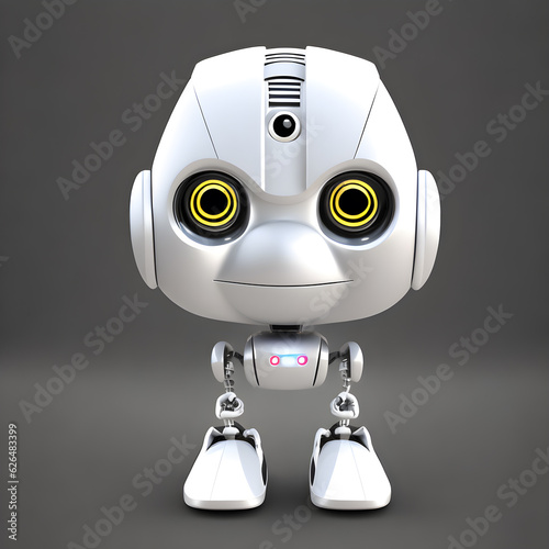 Funny Robotic cartoon character 3D rendering for Future kids and children. Robotic cartoon character 3D for future stories and for kids. Generative ai. photo