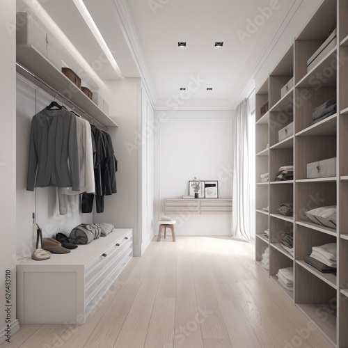 Modern design Dressing Room With Walk In Closet home interior design detail house beautiful background,home organize storage manage detail,ai generate © VERTEX SPACE