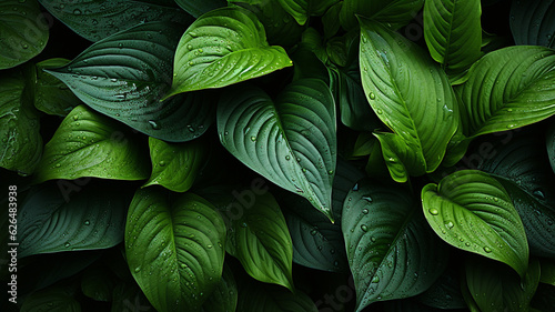 Green Leaves Background, Ai Generative