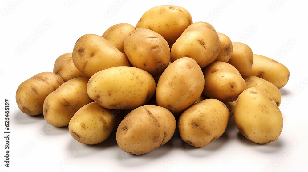 a mountain of potatoes is isolated against the background. a mountain of potatoes is isolated against the background.