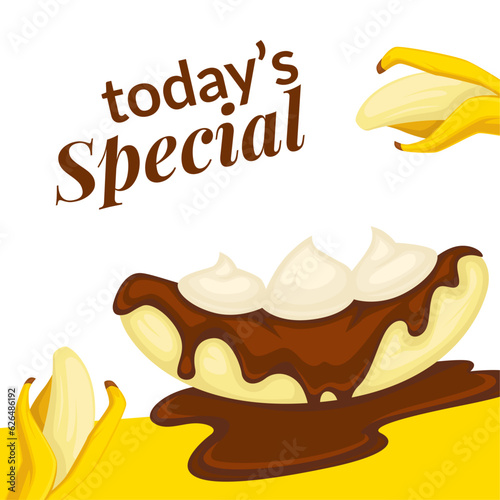 Todays special, banana dessert with chocolate