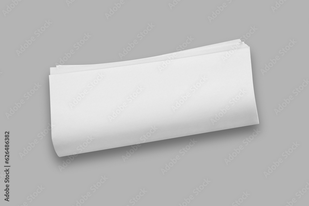 Empty Blank folded newspaper mockup isolated on white background. 3d rendering. Empty Blank folded newspaper mockup isolated on white background. 3d rendering.