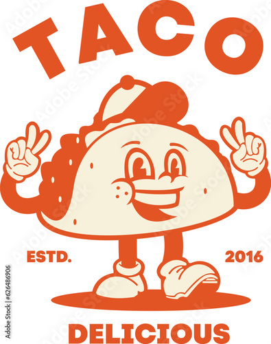 logo cartoon illustration vector taco