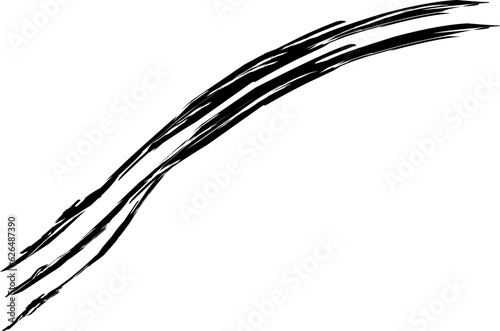 Hand drawn diagonal lines brush stroke on white background.