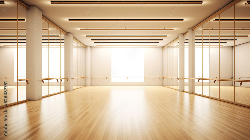 panoramic empty gym with windows for ballet classes. panoramic empty gym with windows for ballet classes.