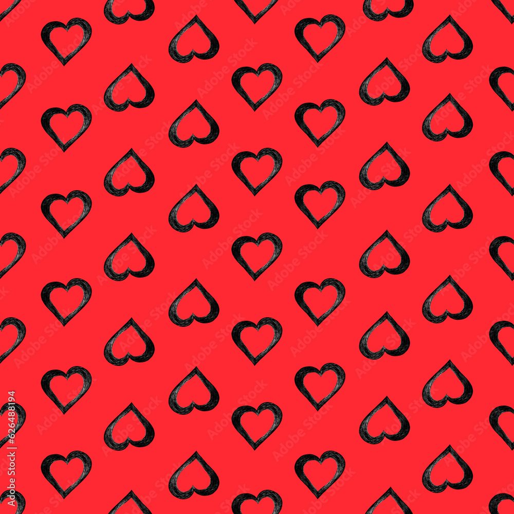 Seamless Pattern with Hearts. Hand Drawn Valentines Background. Seamless Pattern with Hearts. Hand Drawn Valentines Background.