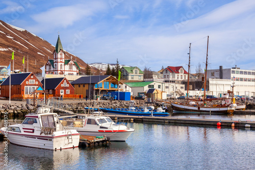 Vászonkép The pretty little town of Husavik in North Iceland, famous for whale watching expeditions