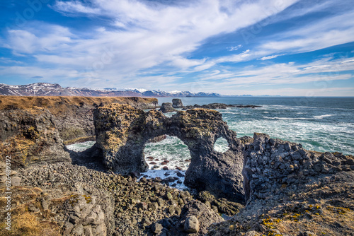 Gatklettur, a rock arch near Arnarstapi and Hellnar on the Snaefellsnes Peninsula in western Iceland. photo