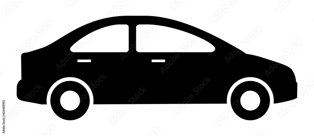 Car symbol illustration, black on white background