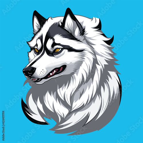 Siberian Husky vector, black and white , on white background