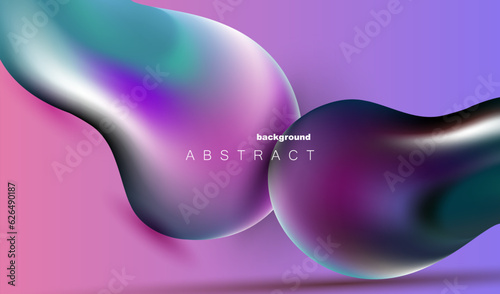 Colorful fluid gradient 3d round shapes luxury on violet and purple background. Futuristic liquid gel shape form vector design.