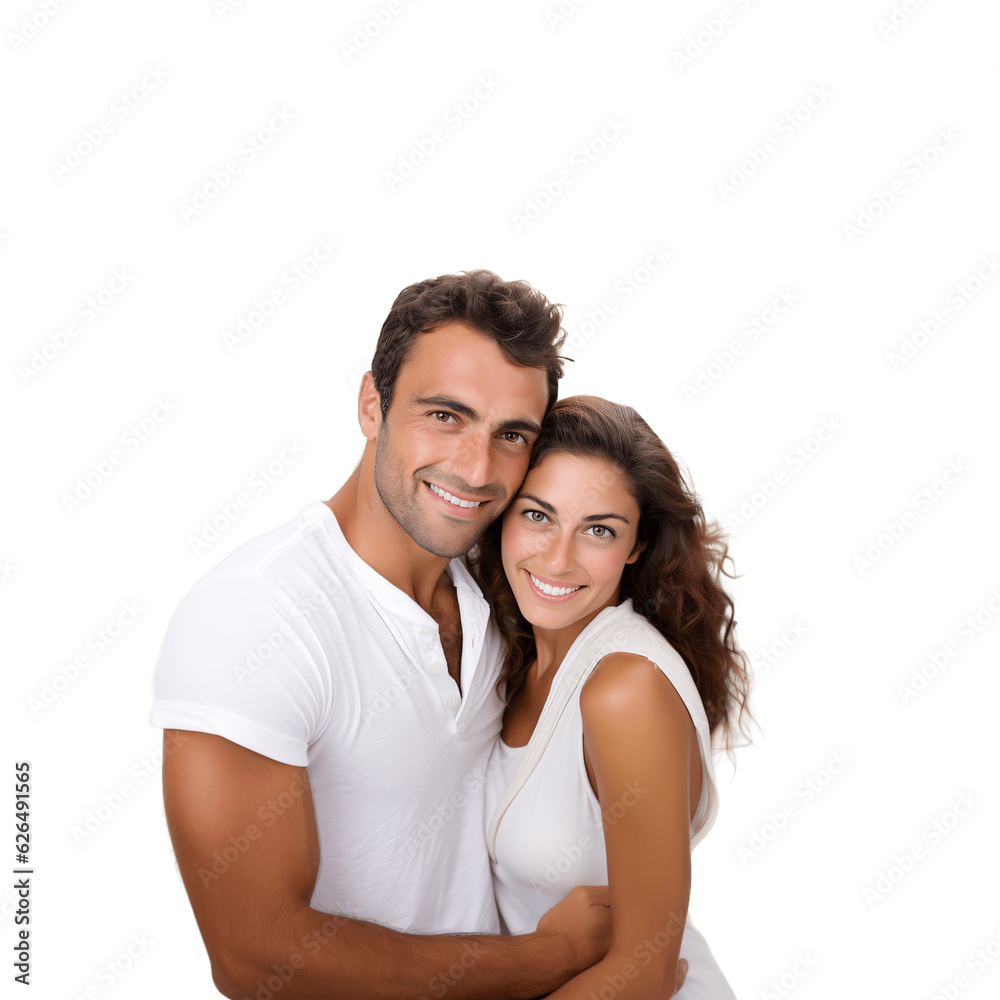 Attractive couple in summer vacation outfit isolated on transparent background Attractive couple in summer vacation outfit isolated on transparent background