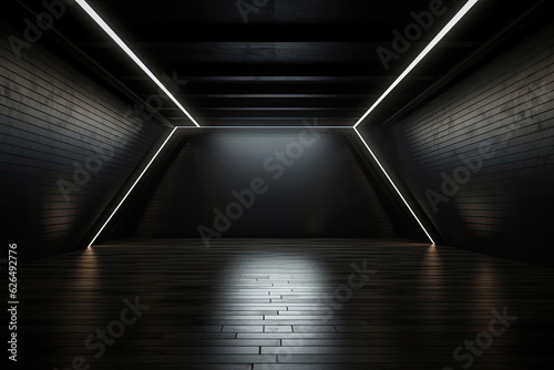 Modern Corridor with Geometric LED Lighting