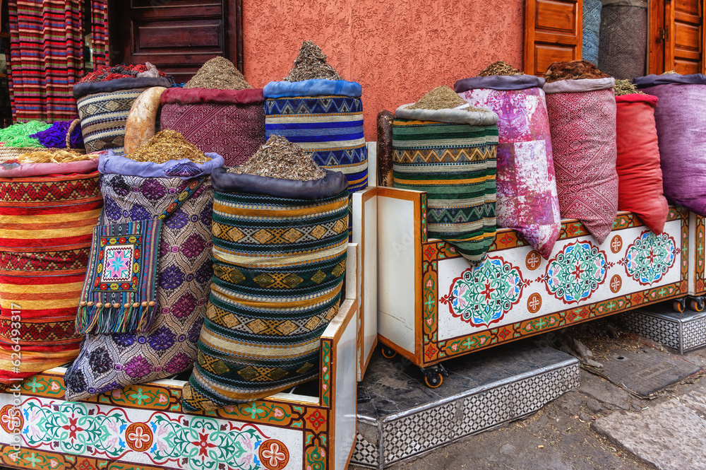 Spices in a market. Marrakech. Morocco