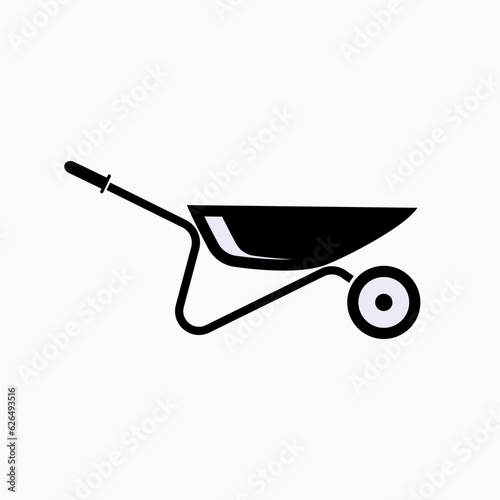 Whellbarrow Icon. Construction Element or Planting Transportation Symbol - Vector photo