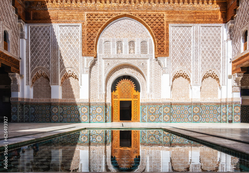 The Ben Youssef Medersa is an Islamic college in Marrakesh, Morocco, it is the largest Medrasa in Morocco. photo