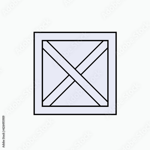 Wooden Box Icon. Crate, Symbol of Packaging Goods Rule.    