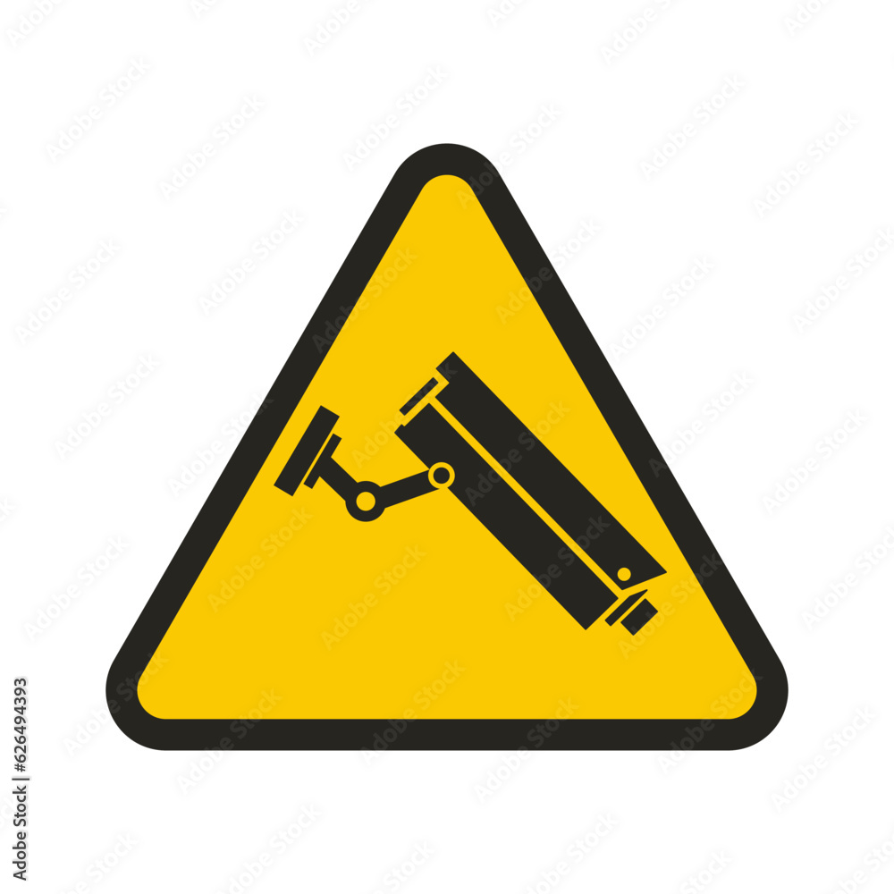 Printable black and yellow sticker 24 hour CCTV in operation, with illustration of security surveillance camera, a cctv icon, under protection and monitored area symbol Printable black and yellow sticker 24 hour CCTV in operation, with illustration of security surveillance camera, a cctv icon, under protection and monitored area symbol