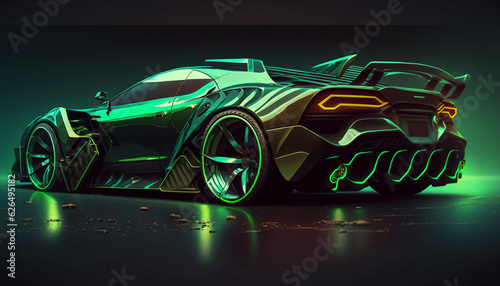 Sports car  High speed Car  futuristic car .Generative AI.