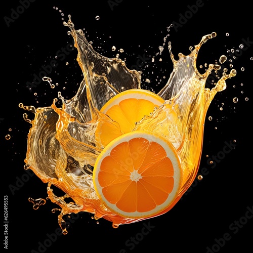 Orange fruit splash. Great for packaging, drinks, food, fruits, advertising, health, nutrition, food blogs and more.
