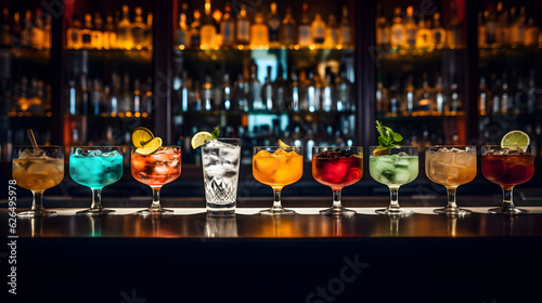 Best selling cocktails at a bar during happy hour photo