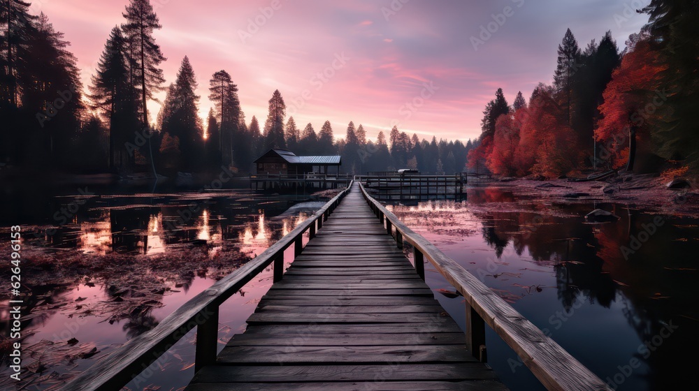 Peaceful Lake Pier Experience Tranquility with a Serene Lake and Wooden Pier Stretching into the Calm Waters Peaceful Lake Pier Experience Tranquility with a Serene Lake and Wooden Pier Stretching into the Calm Waters
