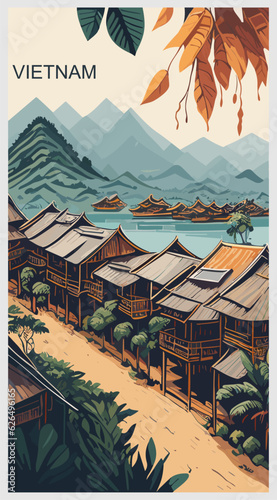 Vietnam vintage poster design concept