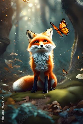 fox in the forest Generative AI