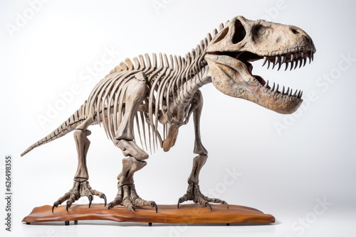 Dinosaur skeleton on white background