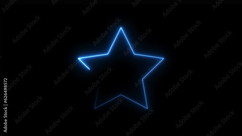 Neon light star frame blue color rotation loading background animation. Neon light star frame blue color rotation loading background animation.