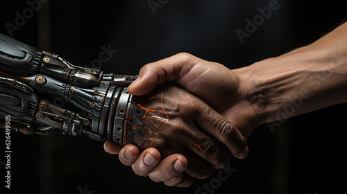 Handshake of modern robot hand with man closeup picture © Graphic Hunters