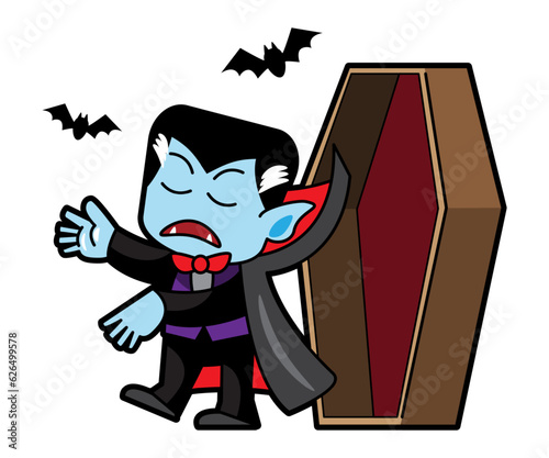 Dracula halloween cartoon character . Vector .