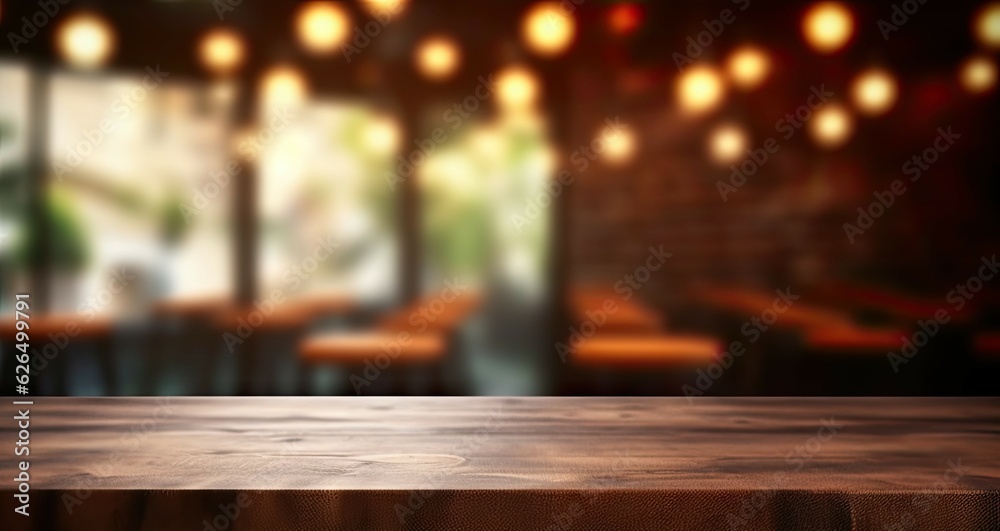 This stunning coffee shop photograph featuring a cozy shelf and table setup, perfect for a cafe or restaurant decor. The bokeh effect in the background adds a touch of magic to the scene