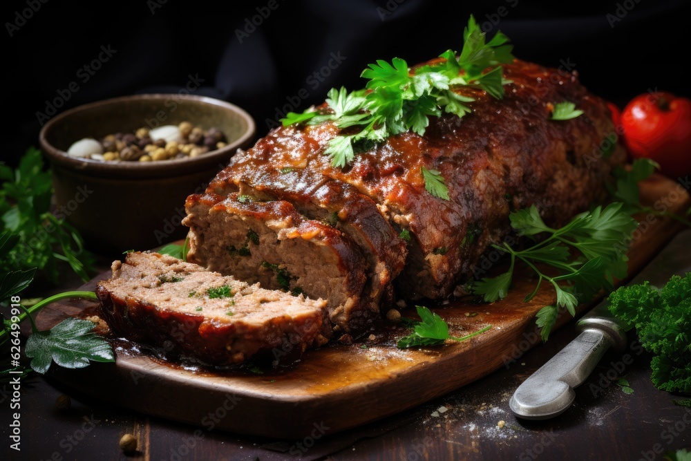 Romanian traditional Drob - Homemade meatloaf of lamb and herbs.