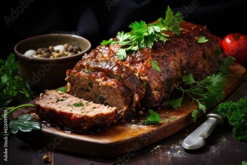 Romanian traditional Drob - Homemade meatloaf of lamb and herbs.