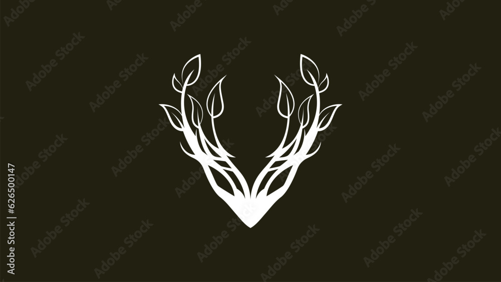 Fox with leaves logo in modern and minimalism style Fox with leaves logo in modern and minimalism style