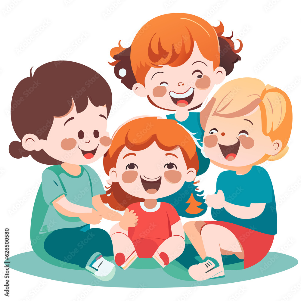 Group of children having fun. AI generative Group of children having fun. AI generative