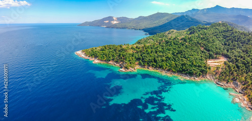 Drone view of nice Thassos in Greece, Europe. Thasos island in summer © oleg_p_100