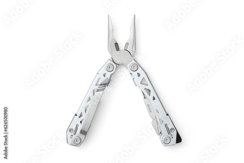 Open Multi Tool with Pliers High Resolution Isolated with transparent shadow top down view