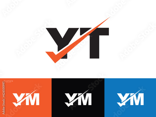 Geometric YT Checkmark Logo, Monogram Yt Modern Logo Letter Design