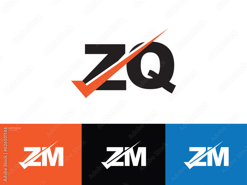 Initial ZQ Business Logo, Checkmark Zq qz Logo Letter For Business ...