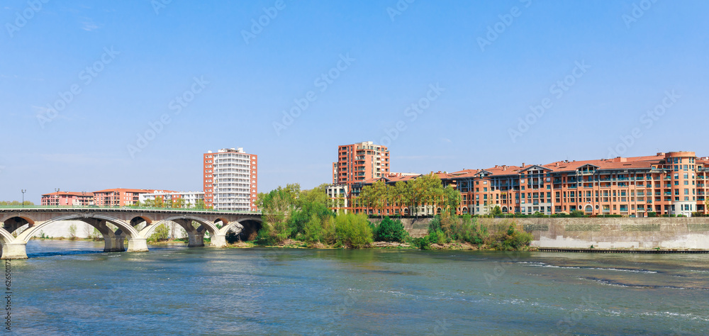 French city Toulouse and Garonne river view. France, Europe