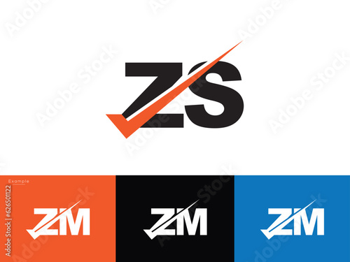 Initial ZS Business Logo, Checkmark Zs s z Logo Letter For Business