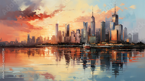 Abstract cityscape illustration. Generative Ai