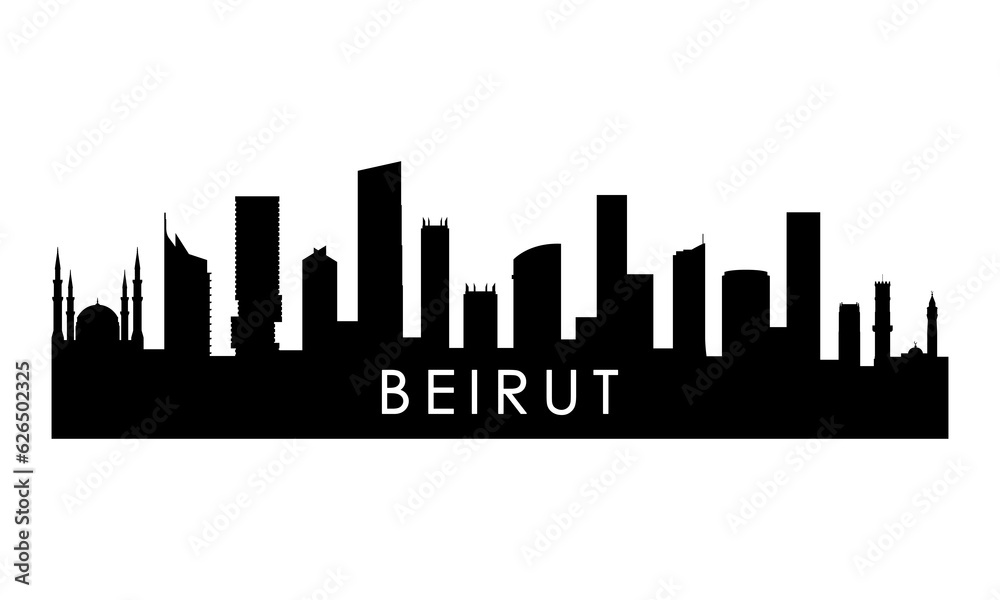 Beirut skyline silhouette. Black Beirut city design isolated on white background.