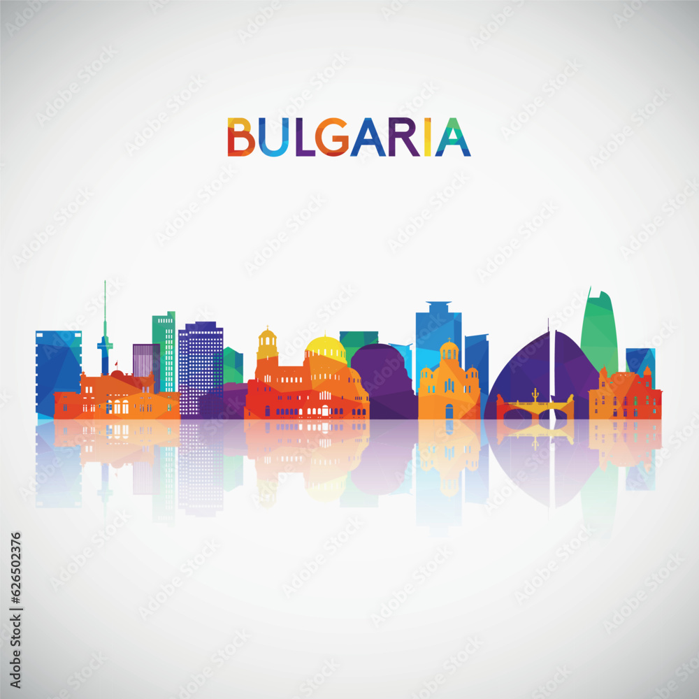 Bulgaria skyline silhouette in colorful geometric style. Symbol for your design. Vector illustration.