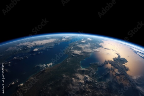 View of planet Earth from space with her atmosphere