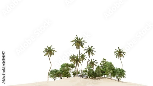 paradise small island beach far away in the ocean footage, 3d illustration rendering 