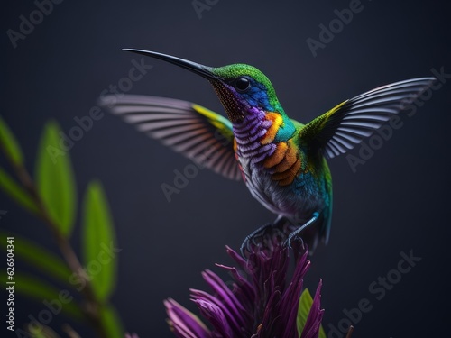 Rainbow colorful fairy hummingbird  Colibri   AI generated